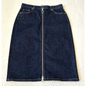 &Denim by H&M Midi Pencil Denim Skirt Women's Size 10 Blue Zipper Front Pockets